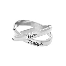 Cargar imagen en el visor de la galería, Anillo Cruzado / Anillo X / Doble Anillos de Cobre para Mujer Hombre J0015 Grabado Personalizado con Texto Nombre Letras
