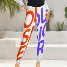 Cargar imagen en el visor de la galería, Leggings regulares pantalones deportivos de yoga casuales para mujer NZ205 Personalizados con Impresión Completa de múltiples imágenes con Foto Logo Patrón Texto
