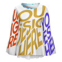 Cargar imagen en el visor de la galería, Blusa / Camiseta con volantes dobladillo irregular cuello redondo manga larga PL Personalizada con Impresión Completa de múltiples imágenes con Foto Logo Patrón Texto