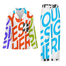 Cargar imagen en el visor de la galería, Conjuntos de pijama clásicos de manga larga para mujer personalizados con patrón de texto de nombre (diseño de varias imágenes)