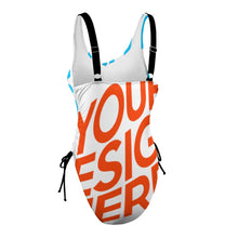 Cargar imagen en el visor de la galería, Bañador / Bikini de Una Pieza Sexy con Lazo Tirantes Anchos para Mujer LT3155 Personalizado con Foto Logo Patrón Texto (Impresión Completa de múltiples imágenes)