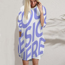 Cargar imagen en el visor de la galería, Vestido Suelto de Moda Manga Larga con Bolsillo Grande para Mujer AKQ Personalizado Impresion Completa de Una Imagen con Foto Logo Patrón Texto