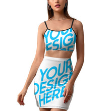 Cargar imagen en el visor de la galería, Conjunto de Falda Mini de Dos Piezas con Tirantes para Mujer NZ018 Personalizado con Impresión Completa con Foto Logo Patrón Texto