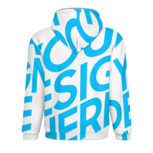 Cargar imagen en el visor de la galería, Chaqueta con capucha de felpa de doble capa para hombre, chaqueta con capucha y cremallera frontal personalizado con patrón foto texto (impresión de imagen única)