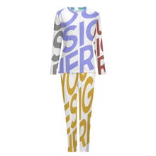 Cargar imagen en el visor de la galería, Pijama Conjunto Casual y Pantalones Largos de Otoño Invierno Suaves para Mujer BTZ Personalizado Impresion Completa de Múltiples Imágenes con Foto Logo Patrón Texto