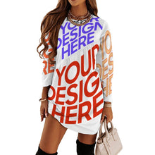 Cargar imagen en el visor de la galería, Vestido de empalme de manga larga para mujer F72Q Vestido casual de moda personalizado con patrón foto texto (impresión de imágenes múltiples)