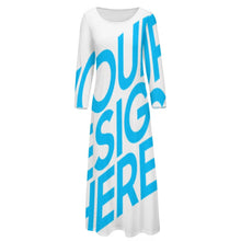 Cargar imagen en el visor de la galería, Vestido con Cuello Redondo de Manga Larga Elegante para mujer NZ2202048 Personalizado con Impresión Completa de una imagen con Foto Logo Patrón Texto