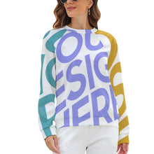 Cargar imagen en el visor de la galería, Sudadera de Cuello Redondo con Manga Raglán sin Capucha para Mujer RHDEC2 Personalizada Impresion Completa de Múltiples Imágenes con Foto Logo Patrón Texto