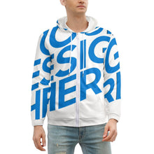 Cargar imagen en el visor de la galería, Sudadera con Capucha de felpa con cremallera Chaqueta de forro polar para hombre GH Personalizada con Impresión Completa de una imagen con Foto Logo Patrón Texto