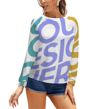 Cargar imagen en el visor de la galería, Sudadera de Cuello Redondo con Manga Raglán sin Capucha para Mujer RHDEC2 Personalizada Impresion Completa de Múltiples Imágenes con Foto Logo Patrón Texto