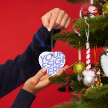 Cargar imagen en el visor de la galería, Adornos Decoraciones de Navidad de Corazón / Adornos Navideños Personalizados con Foto Logo Patrón Texto (Impresión Completa de Una Imagen)