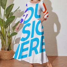 Cargar imagen en el visor de la galería, Vestido holgado talla grande manga larga cuello redondo para mujer A120 Personalizado con Impresión Completa de múltiples imágenes con Foto Logo Patrón Texto