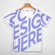 Cargar imagen en el visor de la galería, Camiseta manga corta escote ancho irregular de moda para mujer BBT Personalizada con Impresión Completa de una imagen con Foto Logo Patrón Texto