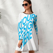 Cargar imagen en el visor de la galería, Vestido Estampado con Impresión Completa Cuello Redondo de Manga Larga para mujer NZ015 Personalizado de una imagen con Foto Logo Patrón Texto