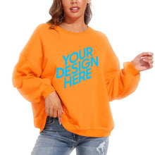 Cargar imagen en el visor de la galería, Sudadera para mujer con mangas abullonadas de vellón holgada con cuello redondo y hombros caídos casual NZ2205185 D85 Personalizada con Foto, Texto o Logo
