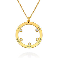 Cargar imagen en el visor de la galería, Collar con Piedras de Nacimiento para Familia de Plata 925 / Cobre para Mujer X0081 Grabado Personalizado con Texto Nombre