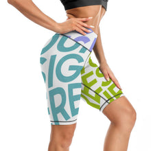 Cargar imagen en el visor de la galería, Leggings Cortos de Yoga Mallas de Cintura Alta de Ejercicio Fitness Pilate Deporte para mujer Y09B Personalizados con Impresión Completa de múltiples imágenes con Foto Logo Patrón Texto