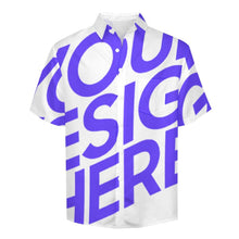 Cargar imagen en el visor de la galería, Camisa de manga corta de lino para hombre con bolsillo B339 personalizado con patrón foto texto (impresión de imagen única)