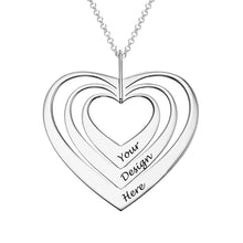 Cargar imagen en el visor de la galería, Collar en Plata 925 / Cobre con Tres Corazones para Mujer X0085 Grabado Personalizado con Texto Nombre
