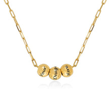 Cargar imagen en el visor de la galería, Collar con bolas longitud ajustable en plata de ley 925 chapado de oro rosa de 18K para mujer hombre X0047 Personalizado con texto nombre