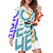 Cargar imagen en el visor de la galería, Camisón de manga larga con estampado cinturón para mujer ASWQ Personalizado con Impresión Completa de múltiples imágenes con Foto Logo Patrón Texto