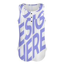 Cargar imagen en el visor de la galería, Camiseta sin mangas con botones para mujer BCT Personalizada con Impresión Completa de una imagen con Foto Logo Patrón Texto