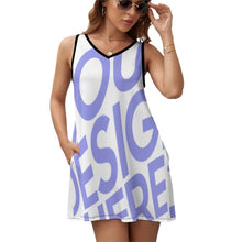 Cargar imagen en el visor de la galería, Vestido con Bolsillos de Cuello en V sin Mangas elegante sexy para Mujer NZ012 Personalizado con Impresión Completa de una imagen con Foto Logo Patrón Texto