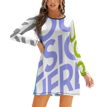Cargar imagen en el visor de la galería, Vestido Casual de Moda Cuello Redondo de Manga Larga para mujer NZ015 Personalizado con Impresión Completa de múltiples imágenes con Foto Logo Patrón Texto