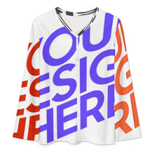 Cargar imagen en el visor de la galería, Camiseta de manga larga con cuello en V para mujer A38L personalizado con patrón foto texto (impresión de imágenes múltiples)