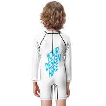 Cargar imagen en el visor de la galería, Bañador de Una Pieza Manga Larga de Natación Playa con Cremallera para Niños BT001 Personalizado con Foto Logo Patrón Texto