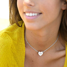 Cargar imagen en el visor de la galería, Collar de corazón longitud ajustable en plata de ley 925 chapado de oro rosa de 18K para mujer X0057 Personalizado con texto nombre