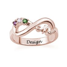 Cargar imagen en el visor de la galería, Anillo Infinito de Circonitas Cúbicas de Plata 925 Chapada en Oro / Oro Rosa J0023 Grabado Personalizado con Texto Nombre Letras