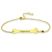 Cargar imagen en el visor de la galería, Pulsera con Colgante de Hueso de Perro Grabado S0037 para Mujer Hombre Personalizada con Texto Nombre