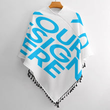 Cargar imagen en el visor de la galería, Poncho / Capa de punto versátil con flecos para mujer MY07 Personalizado con Impresión Completa de una imagen con Foto Logo Patrón Texto