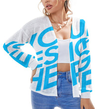 Cargar imagen en el visor de la galería, Cárdigan de punto casual para mujer NZ055 Personalizado con Impresión Completa de una imagen con Foto Logo Patrón Texto