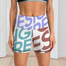 Cargar imagen en el visor de la galería, Leggings de Yoga Pantalones Cortos Deportivos Entrenamiento Cintura Alta para Mujer Y10A Personalizados con Impresión Completa de múltiples imágenes con Foto Logo Patrón Texto