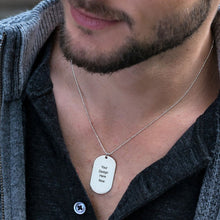 Cargar imagen en el visor de la galería, Collar con placa de identificación de cadena longitud ajustable de plata de ley 925 con chapado en oro rosa de 18 quilates para mujer hombre X0042 Personalizado con texto nombre