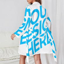 Cargar imagen en el visor de la galería, Camisón de manga larga con estampado cinturón para mujer ASWQ Personalizado con Impresión Completa de una imagen con Foto Logo Patrón Texto