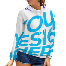 Cargar imagen en el visor de la galería, Sudadera hombros caídos con capucha para mujer NH Personalizada con impresión completa de una imagen con Foto Logo Patrón Texto