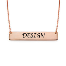 Cargar imagen en el visor de la galería, Collar de Barra Longitud Ajustable en plata de ley 925 chapado de oro rosa de 18K para mujer hombre X0058 Personalizado con texto nombre