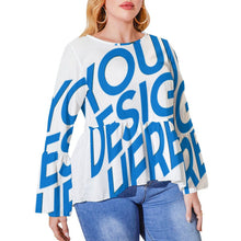 Cargar imagen en el visor de la galería, Camiseta / Blusa talla grande holgada con dobladillo irregular para mujer PL Personalizada con Impresión Completa de una imagen con Foto Logo Patrón Texto