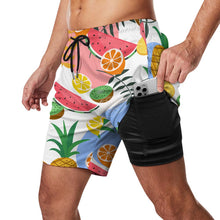Cargar imagen en el visor de la galería, Traje de Baño para Hombres, pantalones cortos de playa de secado rápido con función de compresión personalizados con impresión completa de una imagen con foto patrón texto