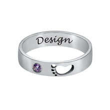 Cargar imagen en el visor de la galería, Anillo de Pies de Bebé con Grabado Interior de Plata en Baño de Oro / Oro Rosa J0021 Personalizado con Texto Nombre