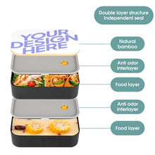 Cargar imagen en el visor de la galería, Caja Bento PP con Dos Capas Correa Elástica / Caja de Almuerzo Plástica con Cubiertos para Niños Adultos Trabajo Escuela Comida JJ0522203 Personalizada con Impresión Completa con Foto Logo Patrón Texto