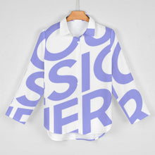 Cargar imagen en el visor de la galería, Blusa / Camisa Informal Manga Larga Botones Dobladillo Irregular Corte Suelto para Mujer AY008 Personalizada con Impresión Completa de una imagen con Foto Logo Patrón Texto