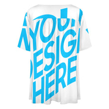 Cargar imagen en el visor de la galería, Camiseta de manga corta con cuello en V volante suelto para mujer BDT Personalizada con Impresión Completa de una imagen con Foto Logo Patrón Texto