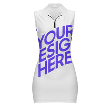 Cargar imagen en el visor de la galería, Vestido polo de mujer vestido de punto sin mangas con cremallera MSYX066 personalizado con patrón foto texto (impresión de imagen única)