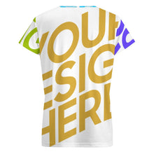 Cargar imagen en el visor de la galería, Camiseta de manga corta con cuello en V talla grande para mujer VT Personalizada con Impresión Completa de múltiples imágenes con Foto Logo Patrón Texto