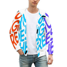 Cargar imagen en el visor de la galería, Chaqueta Gruesa de Velcro Invierno Con Capucha Cremallera para hombre A681 Personalizada con Impresión Completa de múltiples imágenes con Foto Logo Patrón Texto
