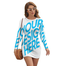 Cargar imagen en el visor de la galería, Vestido Holgado Estampado Cuello Redondo Manga Larga de Mujer JJ1207 Personalizado con Impresión Completa de una imagen con Foto Logo Patrón Texto
